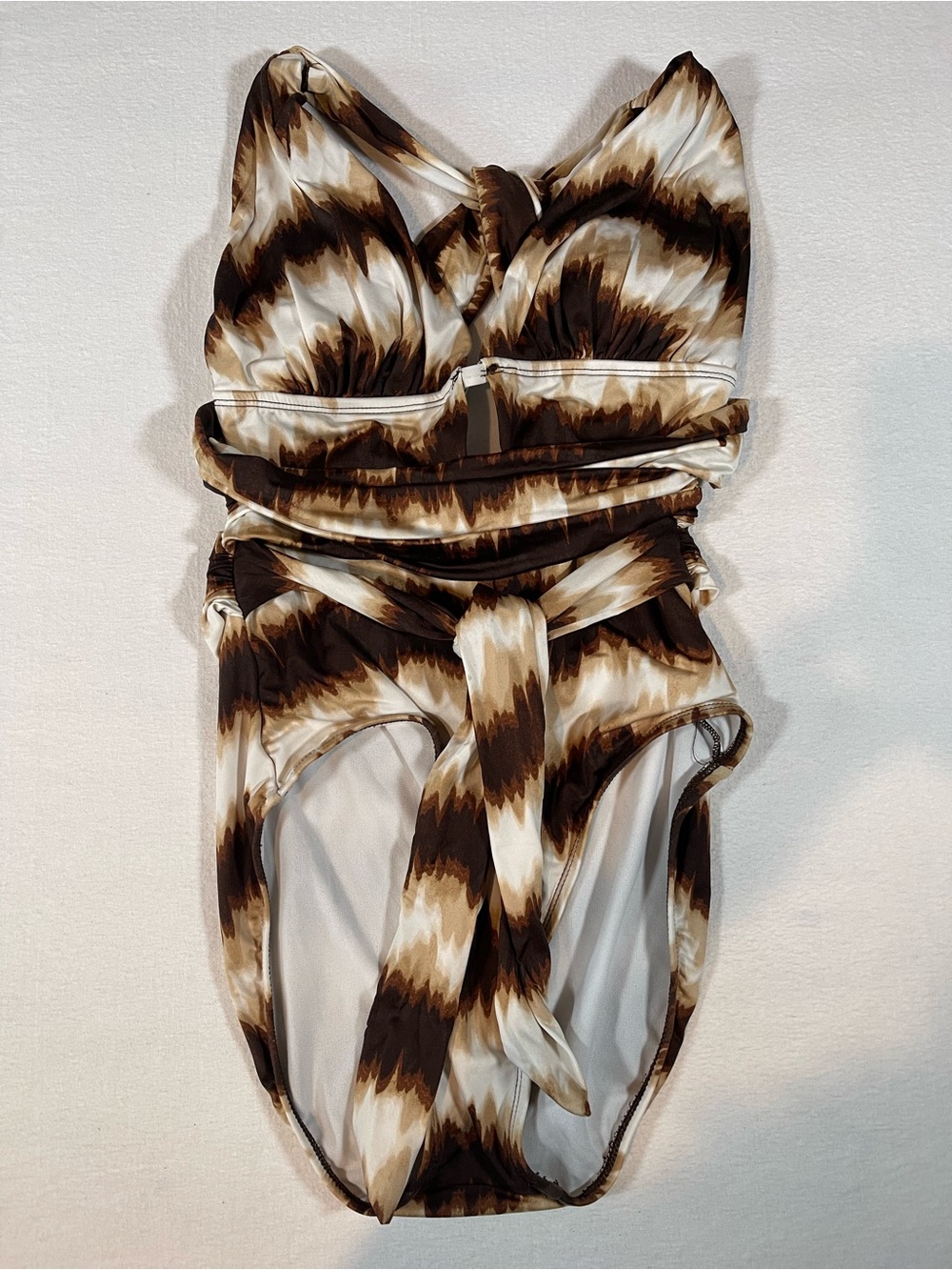 a.n.a Women’s Belted Swimsuit Brown Tie Dye One-Piece Swimwear Size 10